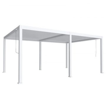 Pergola bioclimatica, iluminare LED, aluminiu, Naimeed D6793, 600x400x250cm, Alb