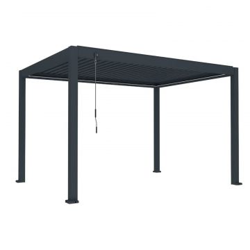 Pergola bioclimatica, iluminare LED, aluminiu, Naimeed D6794, 400x300x250cm, Gri antracit