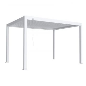Pergola bioclimatica, iluminare LED, aluminiu, Naimeed D6796, 400x300x250cm, Alb