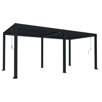 Pergola bioclimatica, iluminare LED, aluminiu, Naimeed D6798, 600x300x250cm, Negru